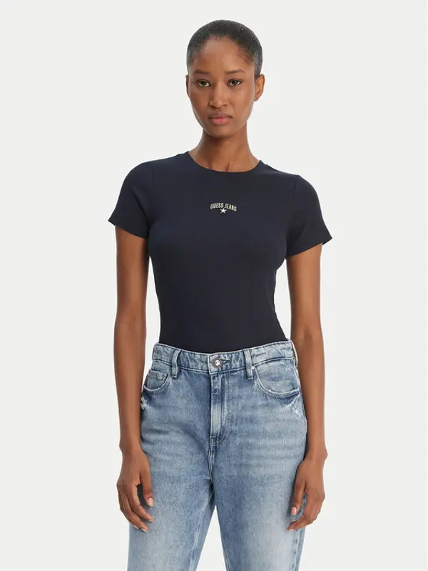 Guess Jeans Guess Jeans T-shirt W6GPZ3 KA0H1 Tamnoplava Slim Fit