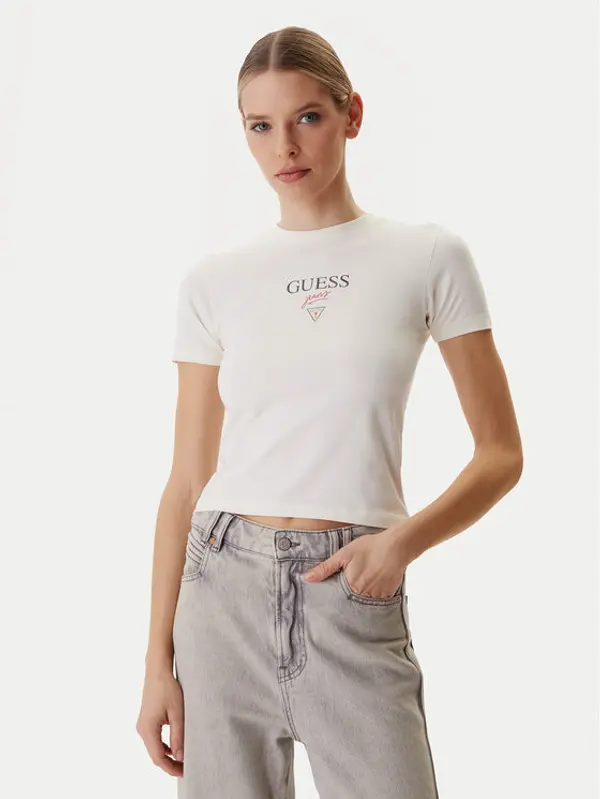 Guess Jeans Guess Jeans T-shirt W6RI15 J1314 Écru Regular Fit