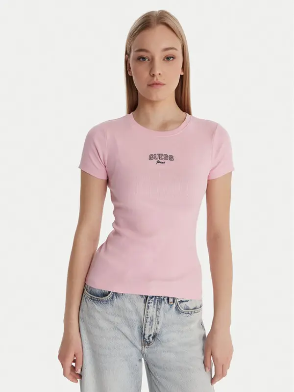 Guess Jeans Guess Jeans T-shirt W6RP21 KA0H1 Ružičasta Slim Fit