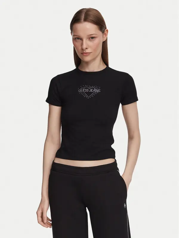 Guess Jeans Guess Jeans T-shirt W6YI05 K3640 Crna Slim Fit