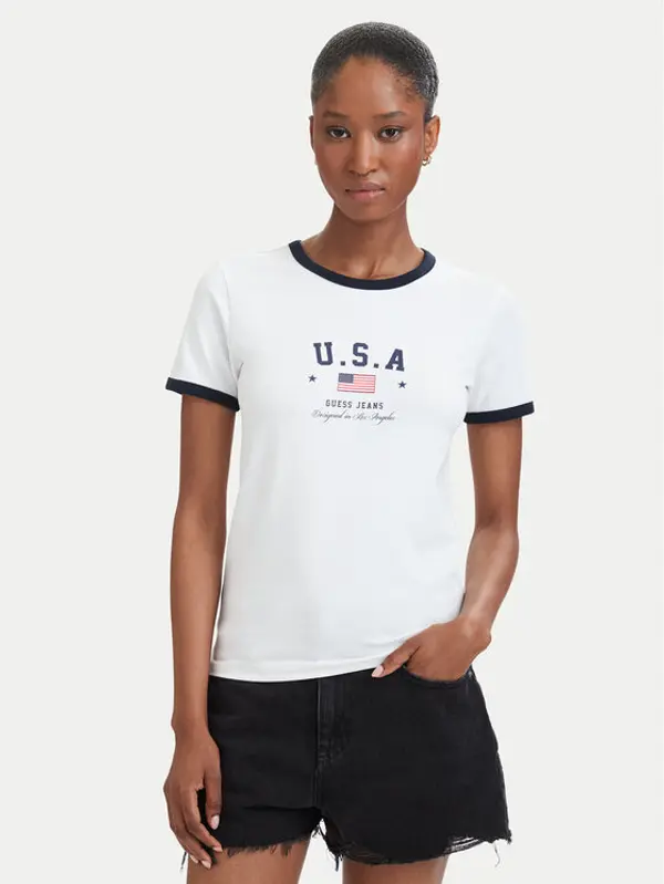 Guess Jeans Guess Jeans T-shirt W6YI16 K3995 Bijela Slim Fit