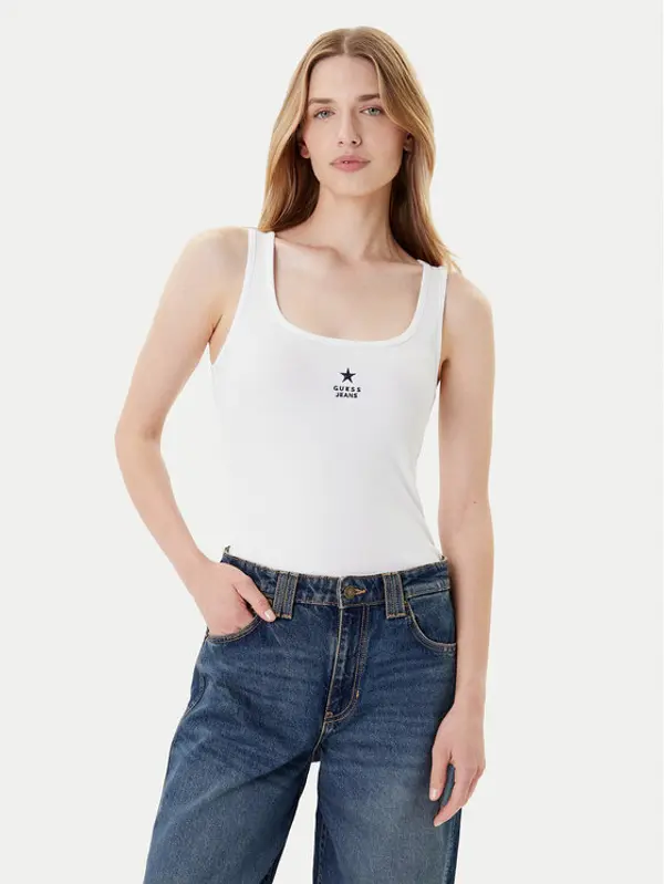 Guess Jeans Guess Jeans Top W4YP48 KA0H1 Bijela Regular Fit
