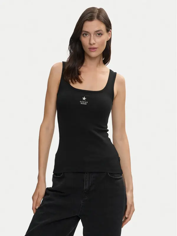 Guess Jeans Guess Jeans Top W4YP48 KA0H1 Crna Regular Fit