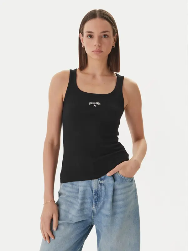 Guess Jeans Guess Jeans Top W6GPZ2 KA0H1 Crna Slim Fit
