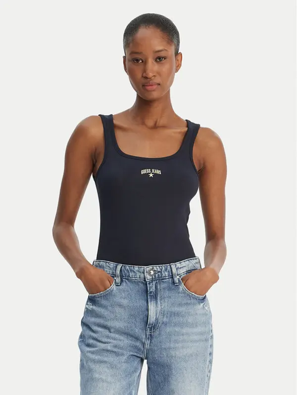 Guess Jeans Guess Jeans Top W6GPZ2 KA0H1 Tamnoplava Slim Fit