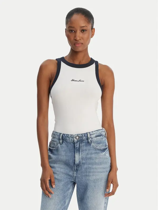 Guess Jeans Guess Jeans Top W6GPZ8 KF641 Bijela Slim Fit