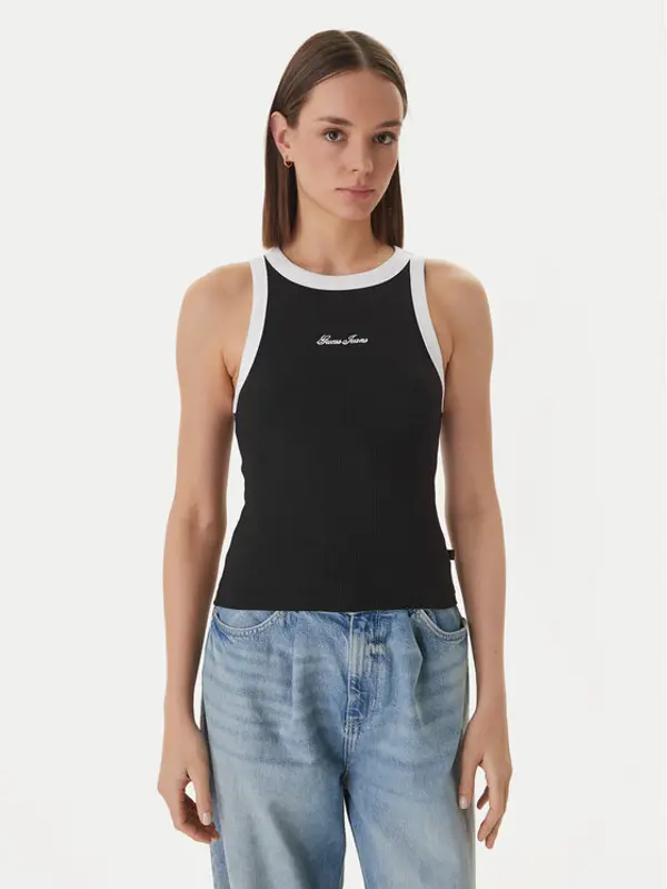 Guess Jeans Guess Jeans Top W6GPZ8 KF641 Crna Slim Fit