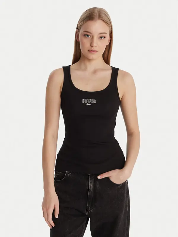 Guess Jeans Guess Jeans Top W6RP20 KA0H1 Crna Slim Fit