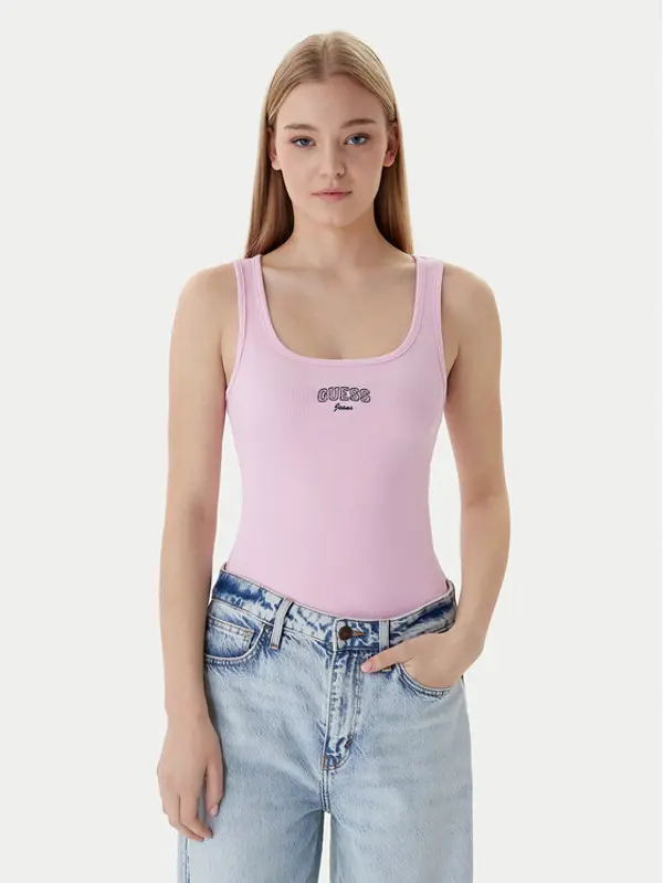 Guess Jeans Guess Jeans Top W6RP20 KA0H1 Ružičasta Slim Fit