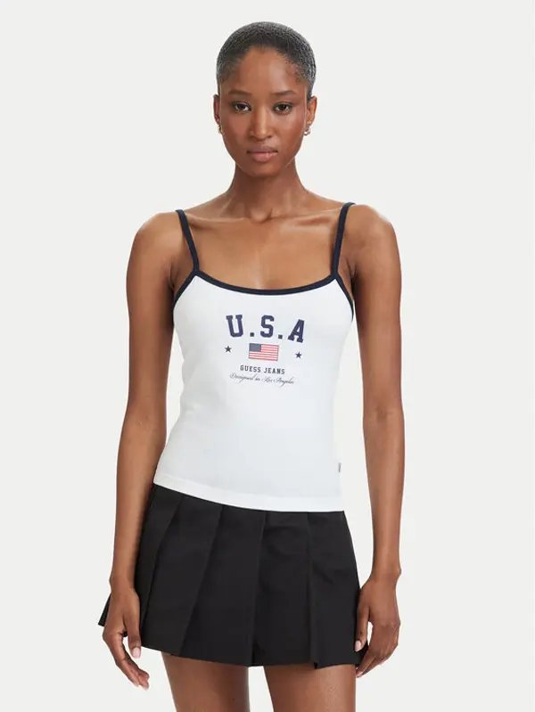 Guess Jeans Guess Jeans Top W6YP20 K4202 Bijela Slim Fit