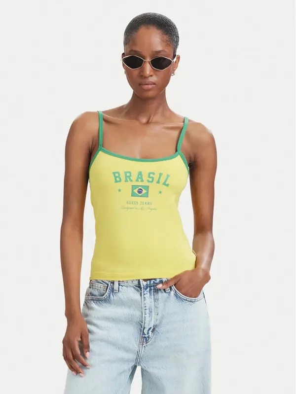 Guess Jeans Guess Jeans Top W6YP20 K4202 Žuta Slim Fit