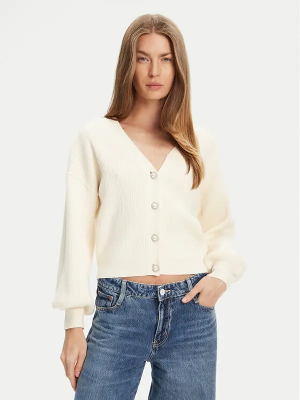 Guess Guess Kardigan W5YR07 Z2ZK2 Écru Relaxed Fit
