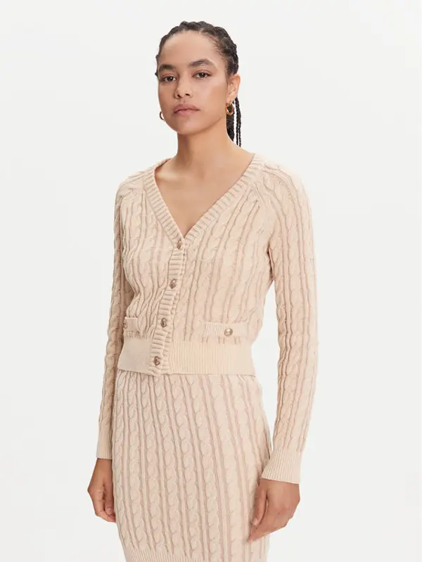 Guess Guess Kardigan W5YR15 Z3OU0 Bež Regular Fit