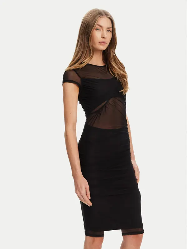Guess Guess Koktel haljina W5YK66 KBAH2 Crna Regular Fit