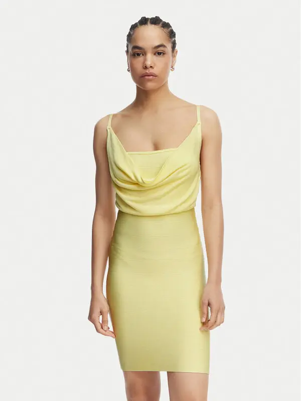 Guess Guess Koktel haljina W6GK83 Z0686 Žuta Slim Fit