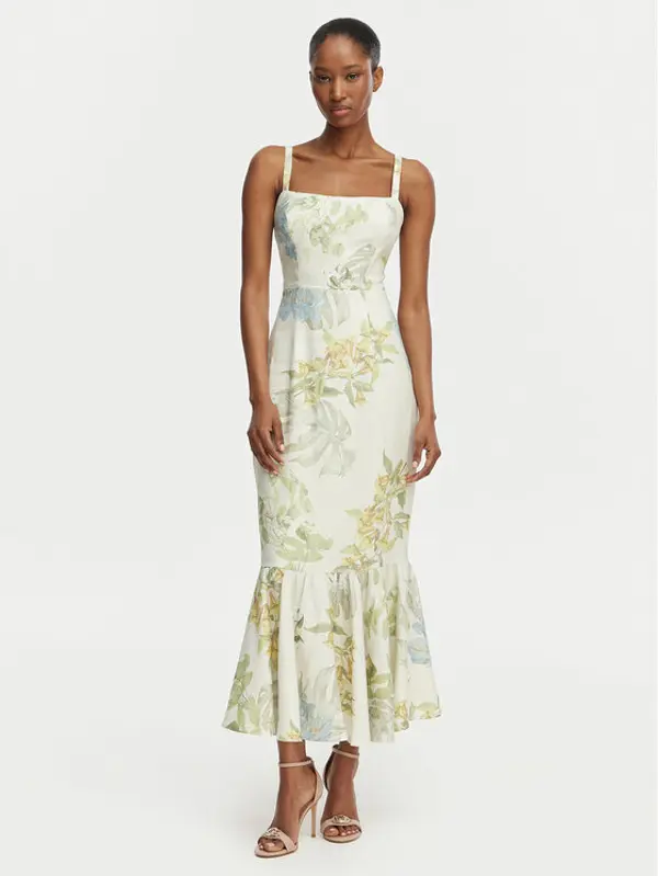 Guess Guess Koktel haljina W6GKA6 W2409 Svijetlo bež Regular Fit