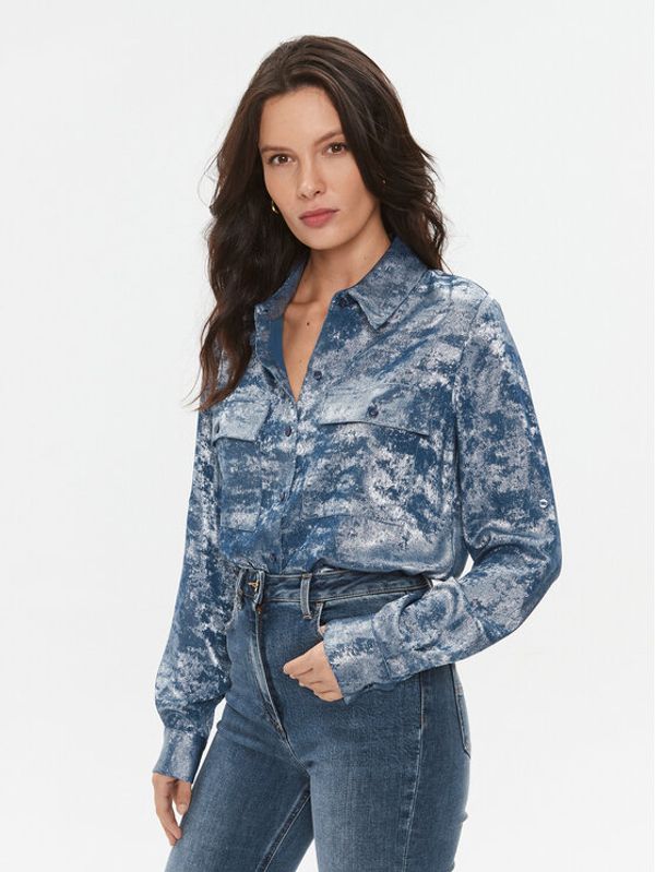 Guess Guess Košulja Anna Maria W3BH63 WFQA0 Srebrna Regular Fit