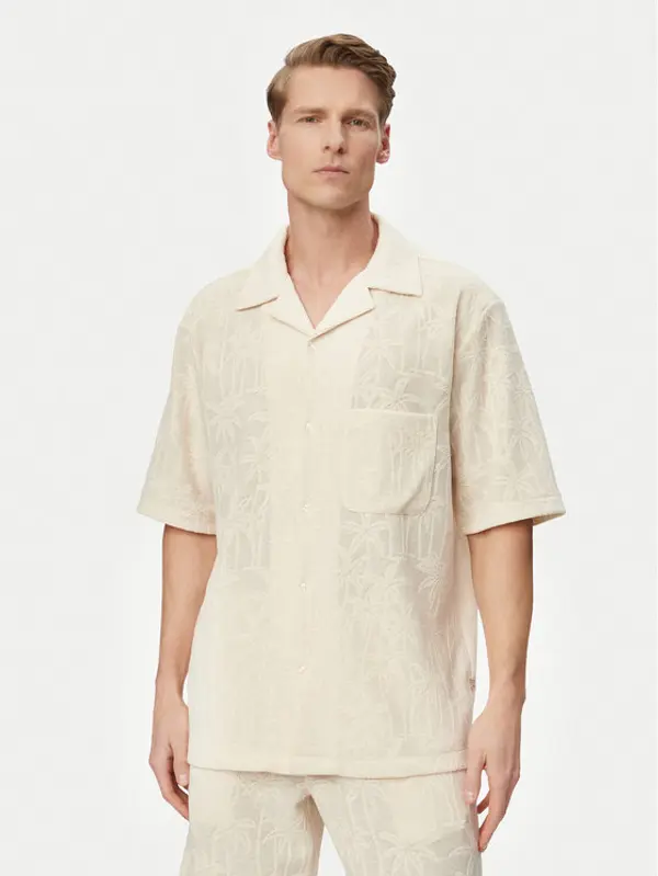 Guess Guess Košulja F6GP05 KG362 Krem Regular Fit