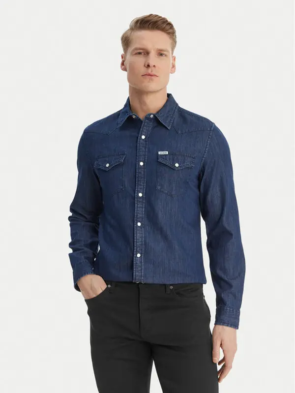 Guess Guess Košulja M6GH88 D1052 Tamnoplava Regular Fit