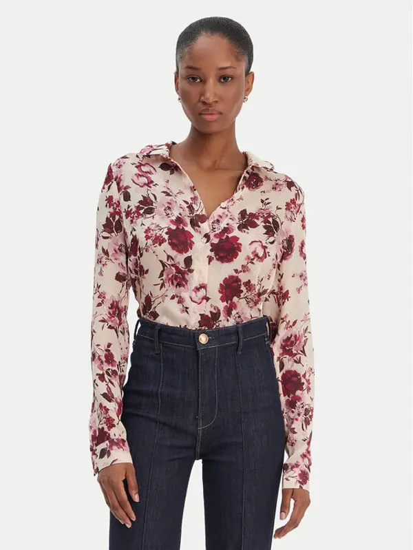 Guess Guess Košulja W6RH73 WDW82 Bež Regular Fit