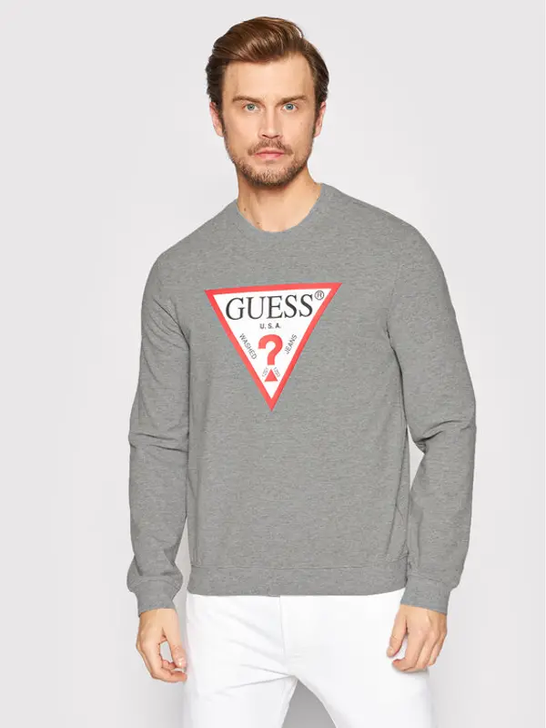 Guess Guess Majica dugih rukava Audley M2YQ37 K6ZS1 Siva Slim Fit