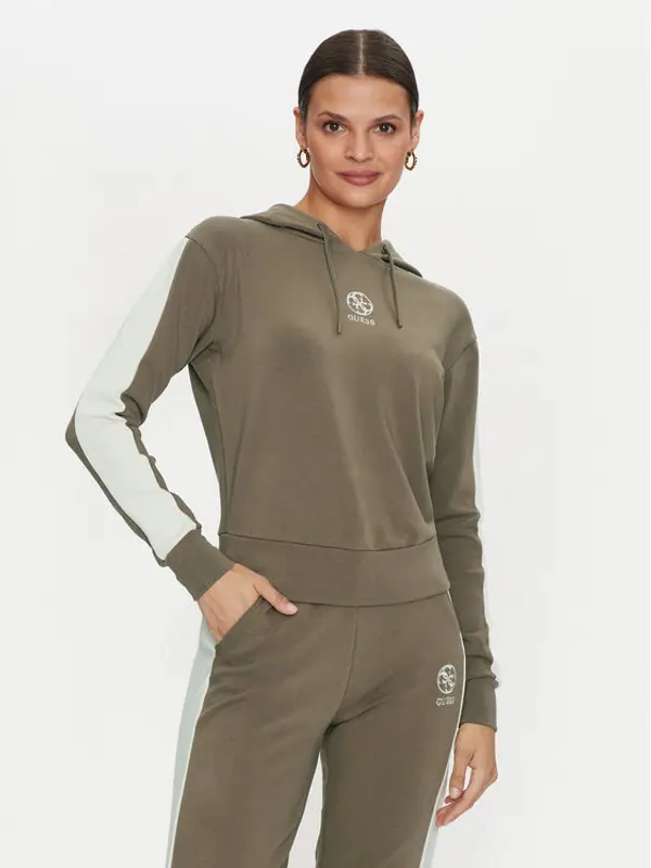 Guess Guess Majica dugih rukava Elea V4YQ02 KCDN0 Kaki Relaxed Fit