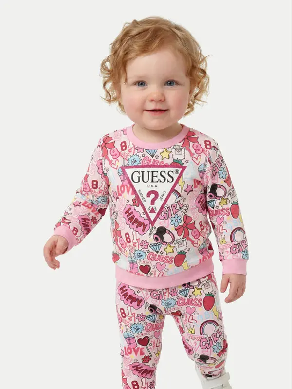 Guess Guess Majica dugih rukava K6YQ04 K3845 Ružičasta Regular Fit