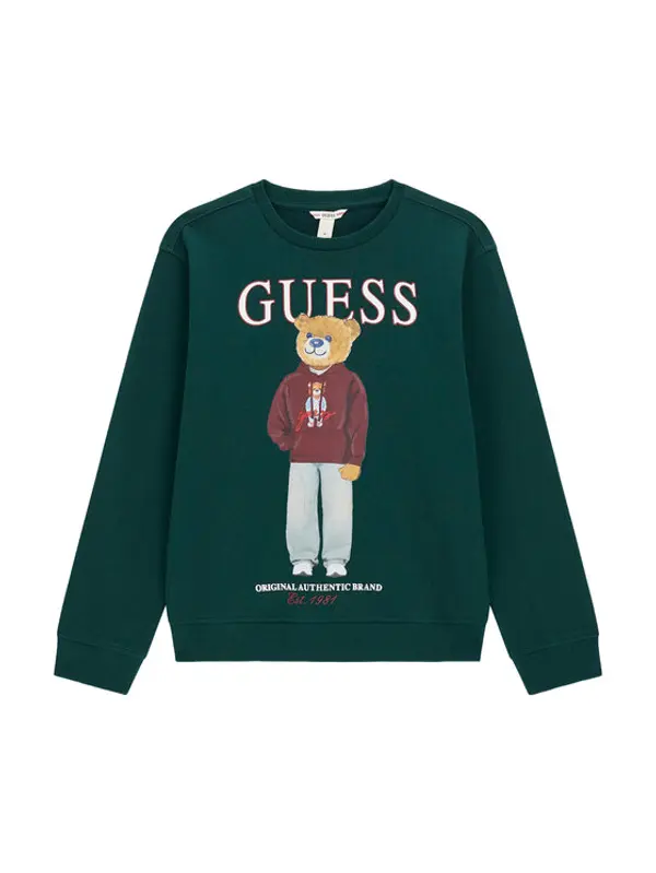 Guess Guess Majica dugih rukava L6YQ07 K4049 Tamno zelena Regular Fit