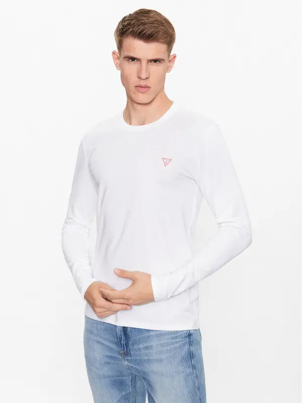 Guess Guess Majica dugih rukava M2YI28 J1314 Bijela Slim Fit