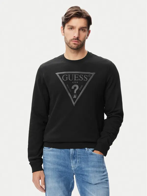 Guess Guess Majica dugih rukava M6YQ37 K4103 Crna Slim Fit