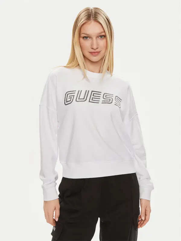 Guess Guess Majica dugih rukava Skylar V4GQ07 K8802 Bijela Relaxed Fit