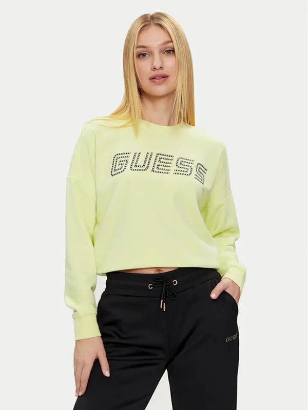 Guess Guess Majica dugih rukava Skylar V4GQ07 K8802 Zelena Relaxed Fit