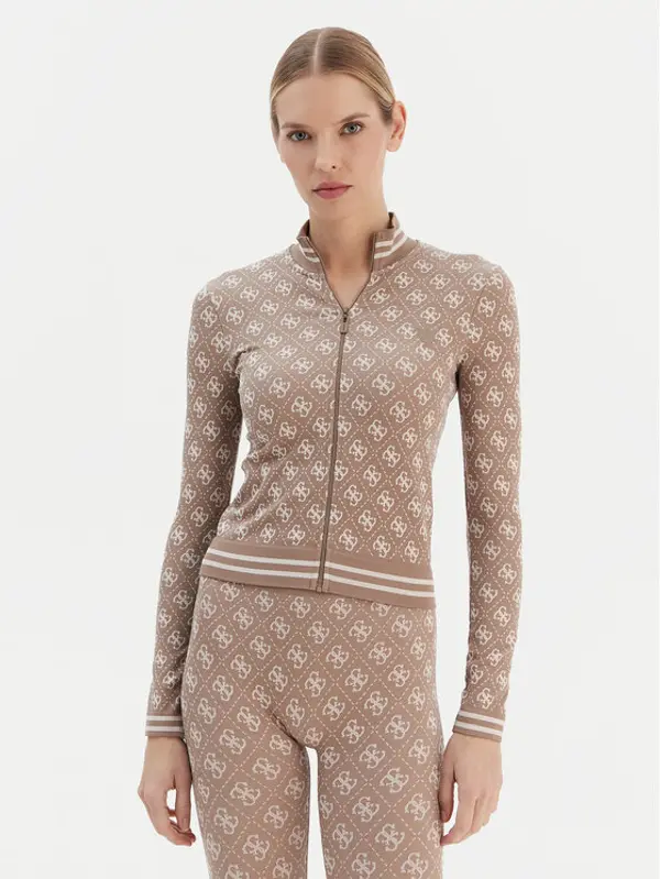 Guess Guess Majica dugih rukava V5BP08 K2000 Svijetlo smeđa Slim Fit