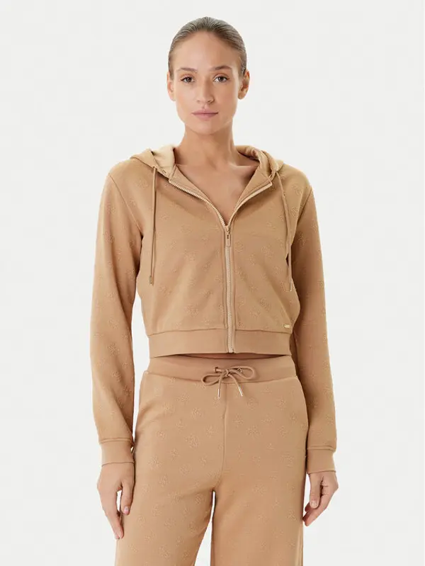 Guess Guess Majica dugih rukava V5YQ06 KBSL2 Smeđa Regular Fit