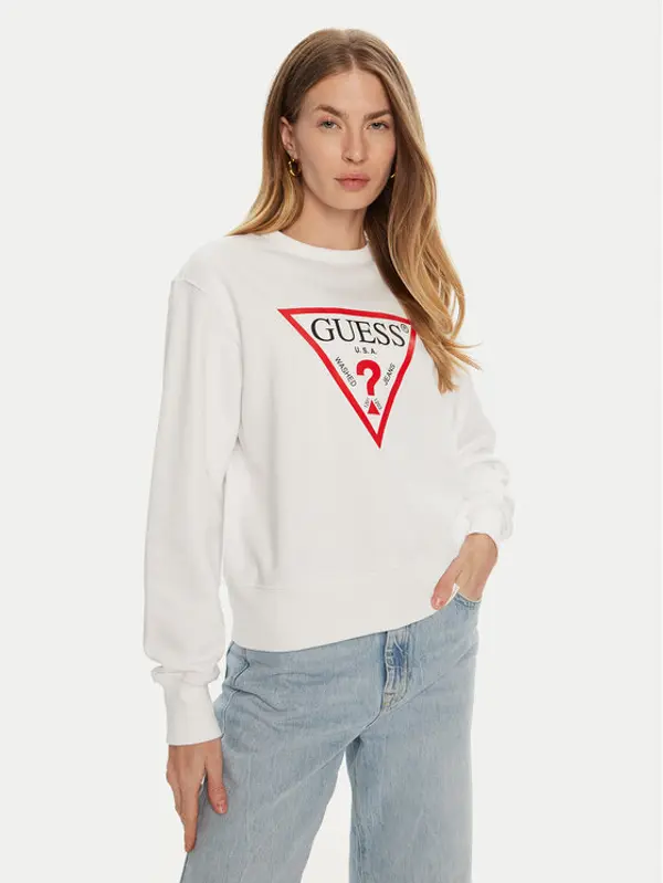 Guess Guess Majica dugih rukava W2YQ16 KBA11 Bijela Relaxed Fit