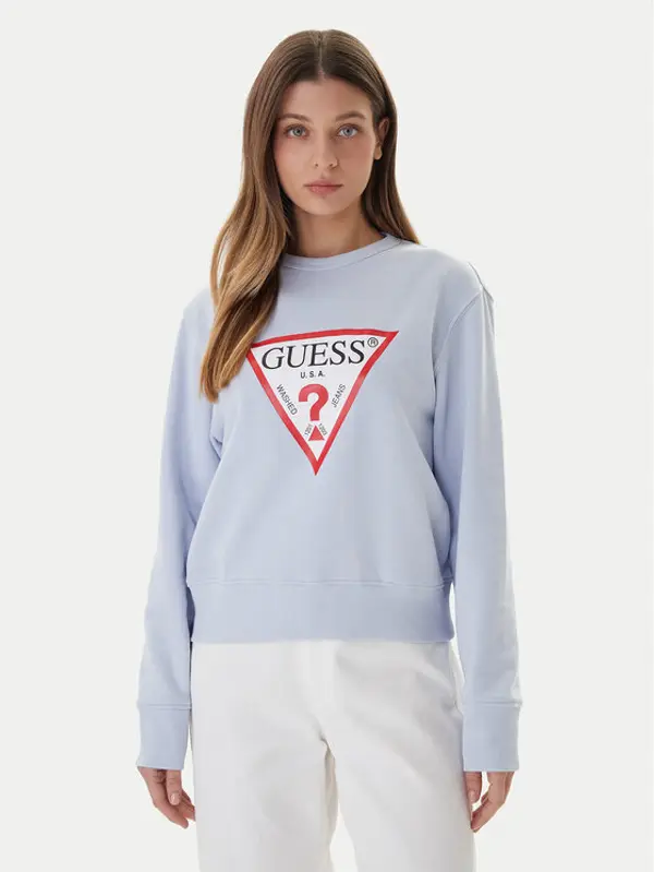 Guess Guess Majica dugih rukava W2YQ16 KBA11 Svijetloplava Regular Fit