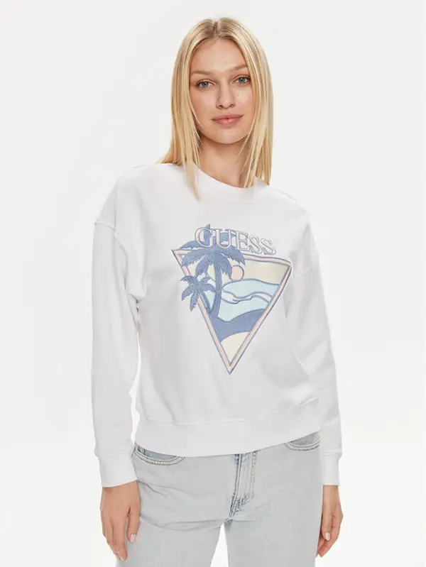 Guess Guess Majica dugih rukava W4GQ11 KBK32 Bijela Relaxed Fit