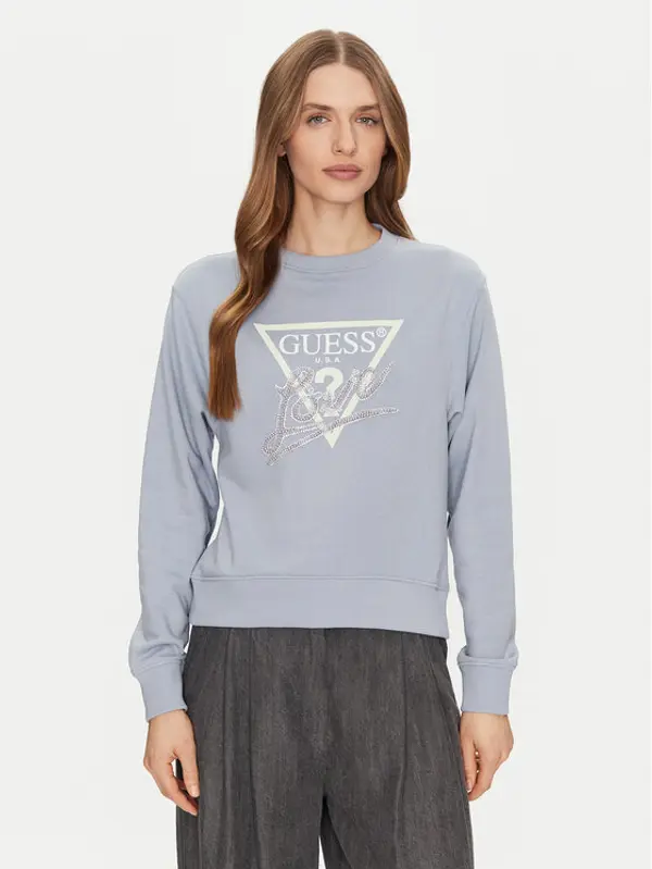 Guess Guess Majica dugih rukava W5GQ05 KB683 Plava Regular Fit