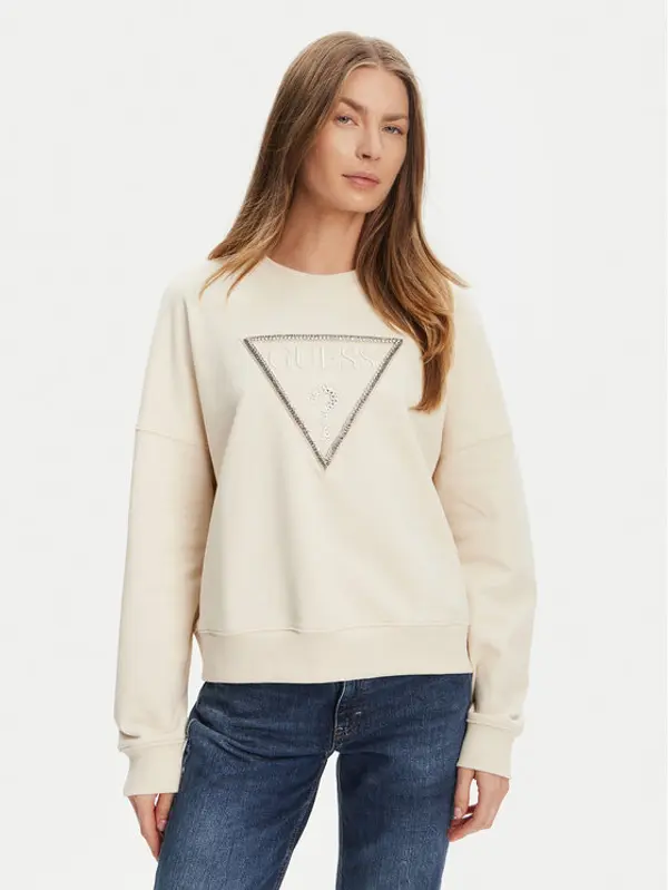 Guess Guess Majica dugih rukava W5YQ04 KC8I0 Bež Regular Fit