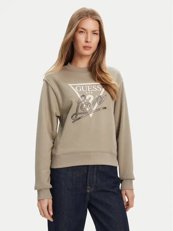 Guess Guess Majica dugih rukava W5YQ06 KB681 Zelena Regular Fit
