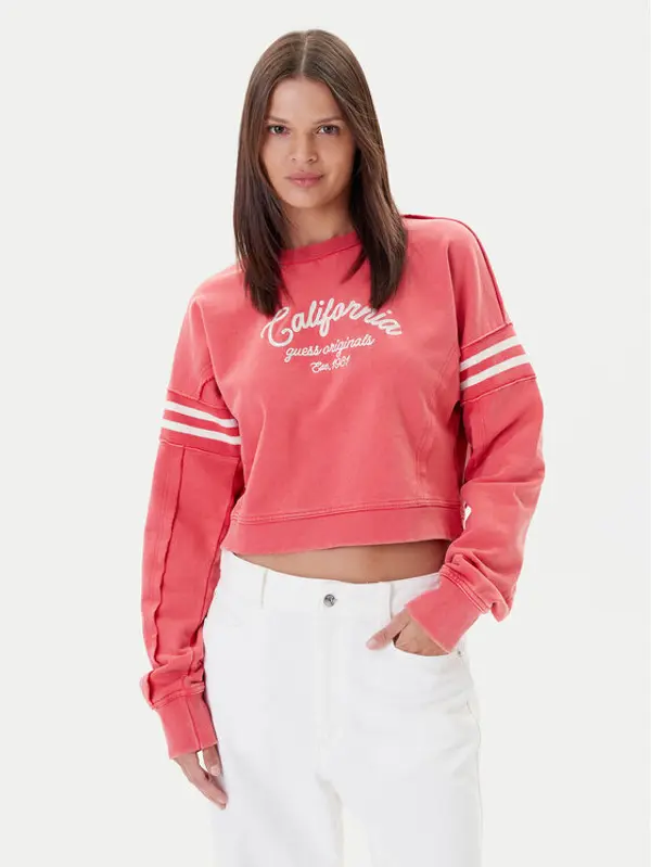 Guess Guess Majica dugih rukava W5YQ24 K68I4 Koraljna Regular Fit