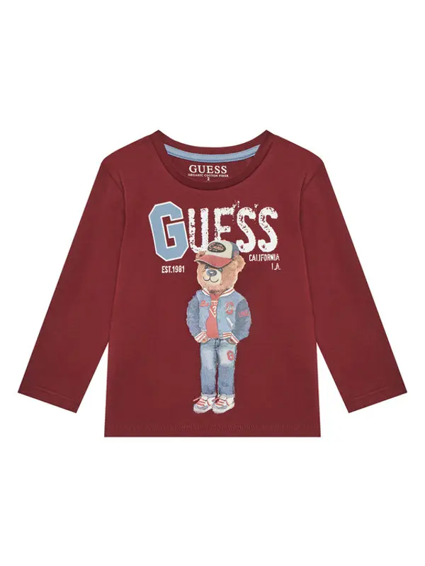 Guess Guess Majica N5YI23 K8HM4 Tamnocrvena Regular Fit