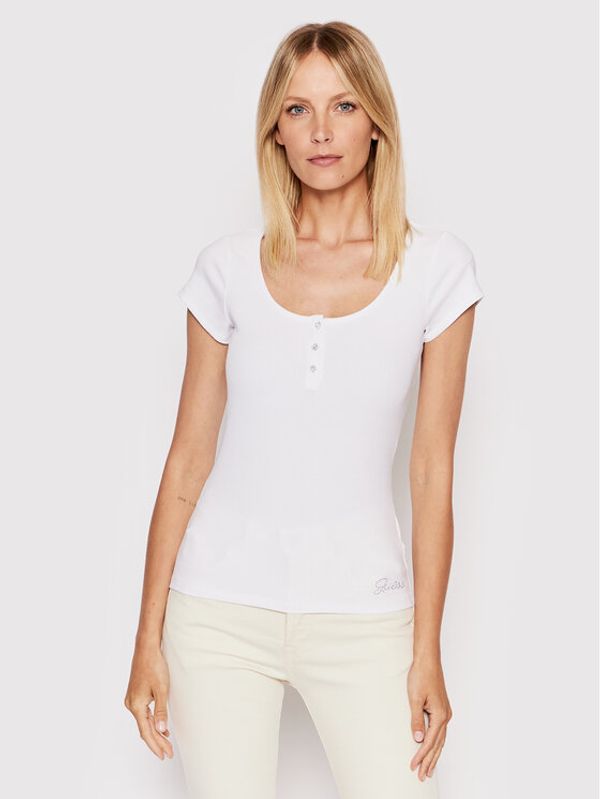 Guess Guess Majica W2YP24 KBCO2 Bijela Slim Fit