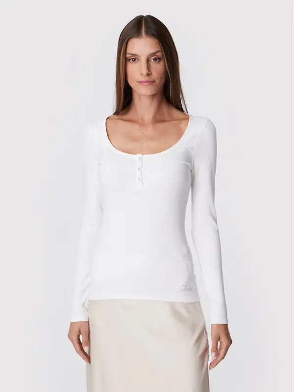 Guess Guess Majica W2YP46 KBCO2 Bijela Slim Fit