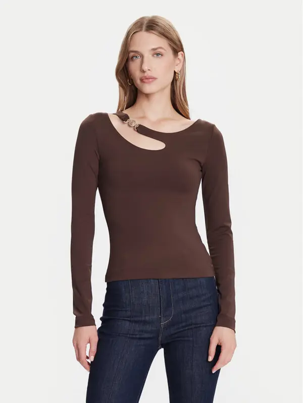 Guess Guess Majica W5BP18 KC7M2 Smeđa Slim Fit