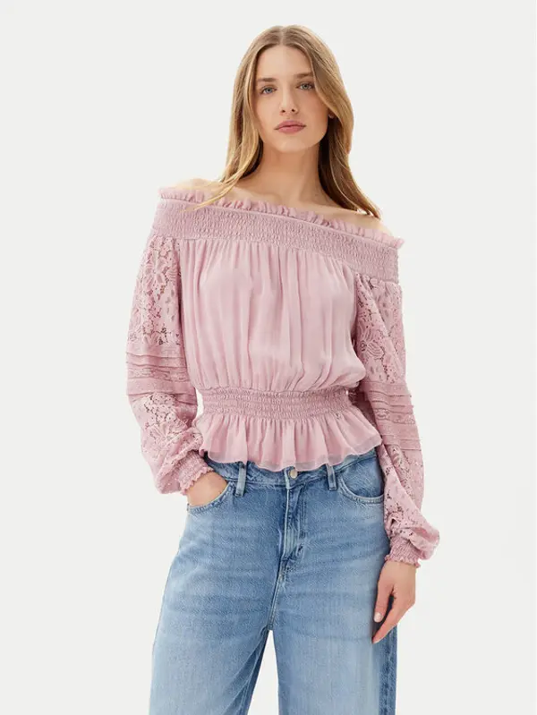 Guess Guess Majica W5GH0S WE550 Ružičasta Regular Fit