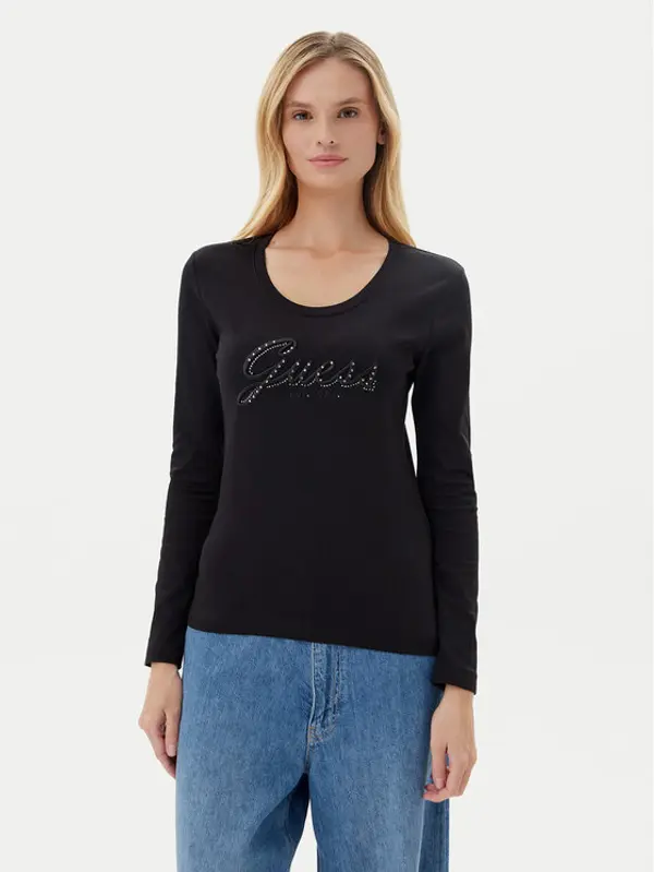 Guess Guess Majica W5YI26 J1314 Crna Slim Fit