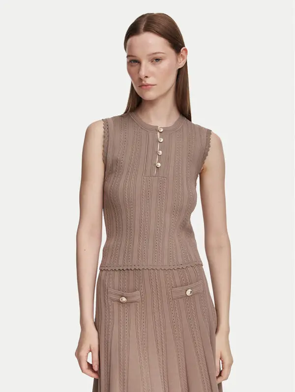 Guess Guess Majica W6YR24 Z0970 Tamno bež Slim Fit