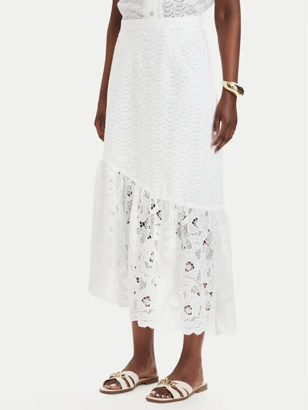 Guess Guess Midi suknja W6GD40 W1882 Bijela Classic Fit