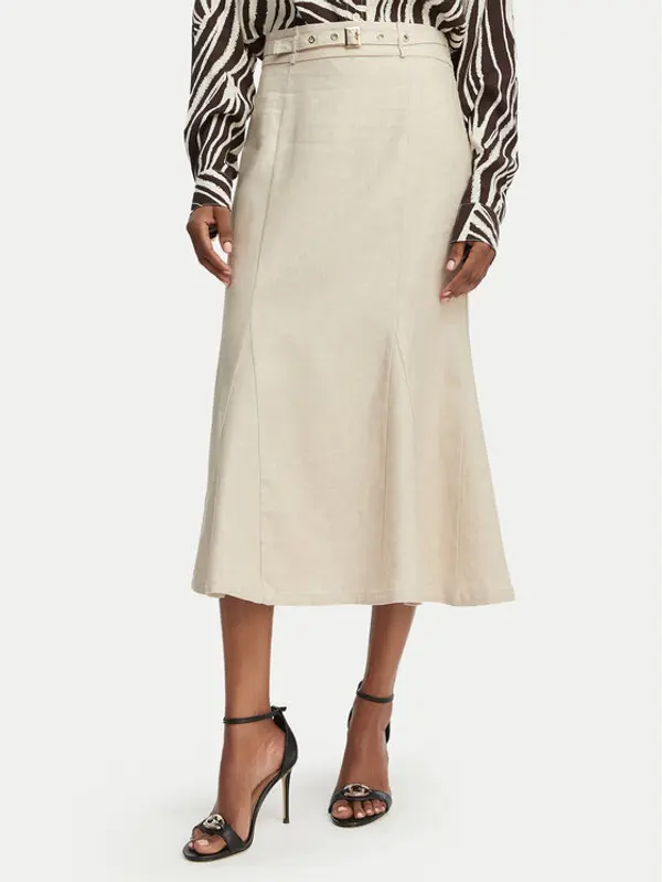 Guess Guess Midi suknja W6GD69 W2092 Svijetlo bež Regular Fit